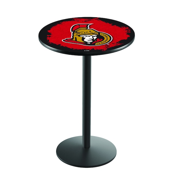 Holland Bar Stool Co 36" Blk Wrinkle Ottawa Senators Pub Table - L214B3628OTTSEN