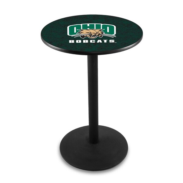 Holland Bar Stool Co 42" Blk Wrinkle Ohio University Pub Table, 36" dia. Top - L214B4236UNIVOH