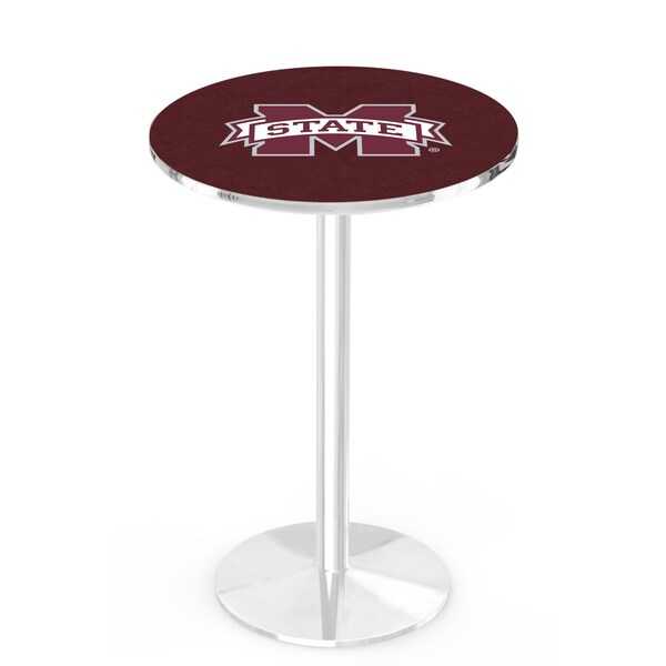Holland Bar Stool Co 42" Chrome Mississippi State Pub Table, 36" dia. Top - L214C4236MSSSTU