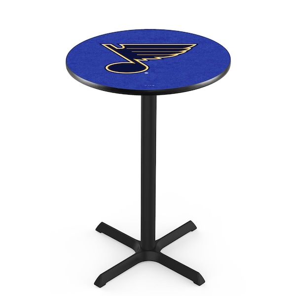 Holland Bar Stool Co 36" Blk Wrinkle St Louis Blues Pub Table, 36" dia. Top - L211B3636STLBLU