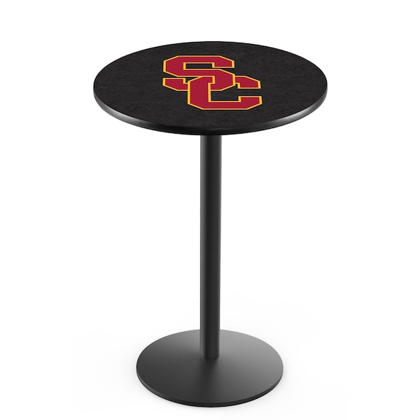 Holland Bar Stool Co 36" Blk Wrinkle USC Trojans Pub Table, 36" dia. Top - L214B3636SOUCAL