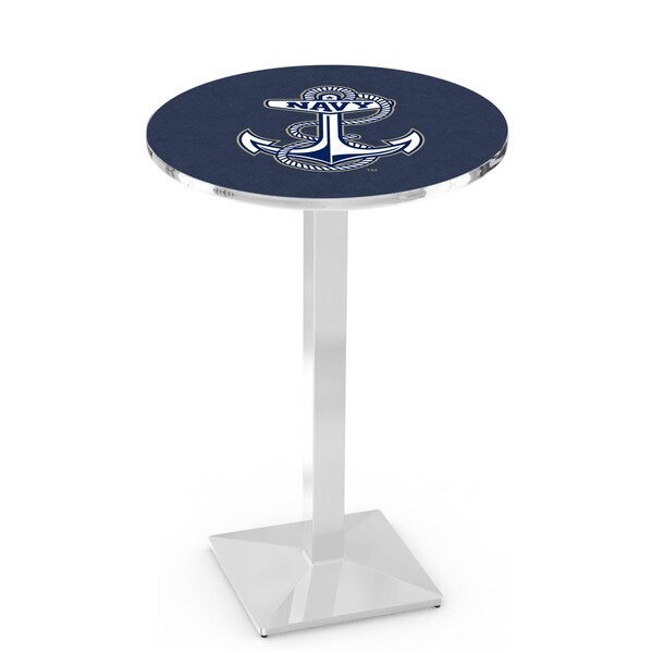 Holland Bar Stool Co 42" Chrome US Naval Academy NAVY Pub Table, 36" dia. Top - L217C4236USNAVA