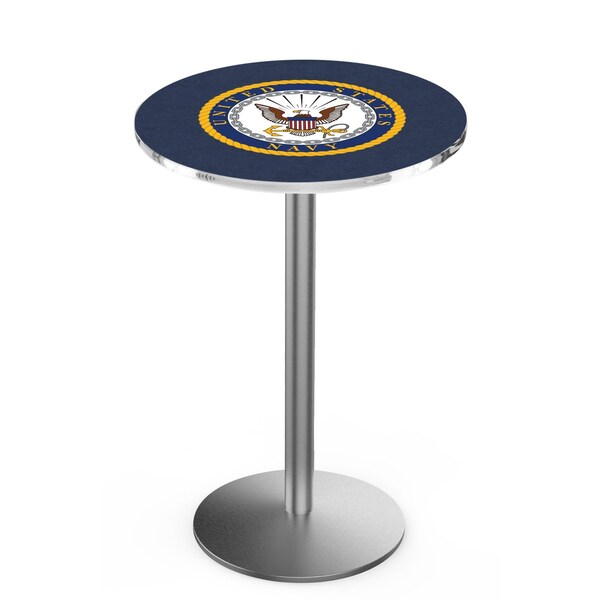 Holland Bar Stool Co 36" Stainless Steel U.S. Navy Pub Table, 36" dia. Top - L214S3636NAVY