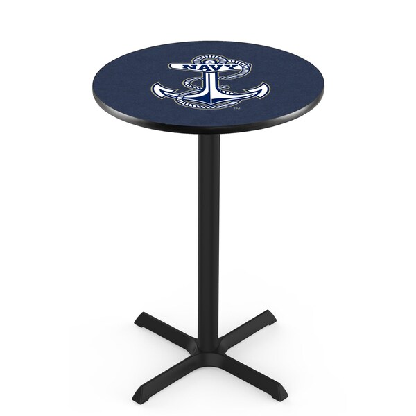 Holland Bar Stool Co 36" Blk Wrinkle US Naval Academy NAVY Pub Table, 36" dia. Top - L211B3636USNAVA