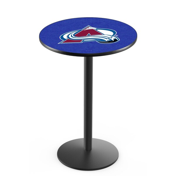 Holland Bar Stool Co 36" Blk Wrinkle Colorado Avalanche Pub Table, 36" dia. Top - L214B3636COLAVA