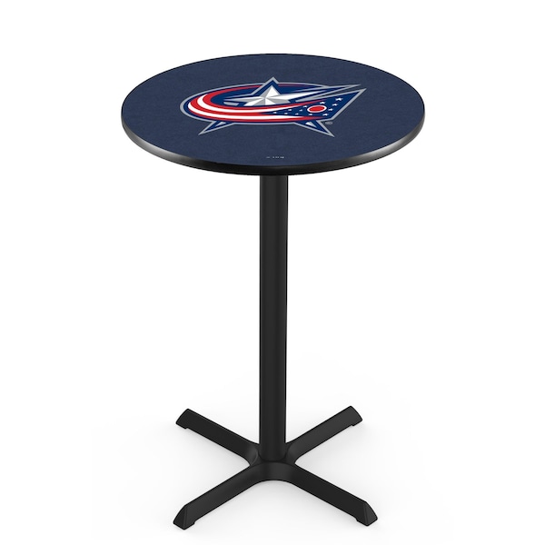 Holland Bar Stool Co 36" Blk Wrinkle Columbus Blue Jackets Pub Table, 36" dia. Top - L211B3636COLBLU