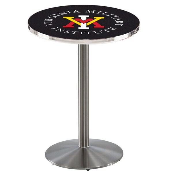 Holland Bar Stool Co 42" Stainless Steel Virginia Military Institute Pub Table, 36" dia. Top - L214S4236VAMILI