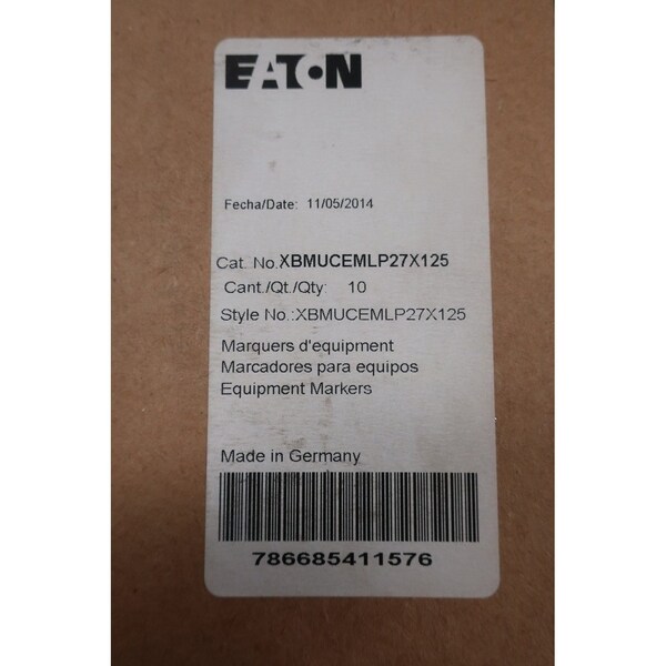 Eaton Marker Cards Other Electrical Component, 10PK - XBMUCEMLP27X125