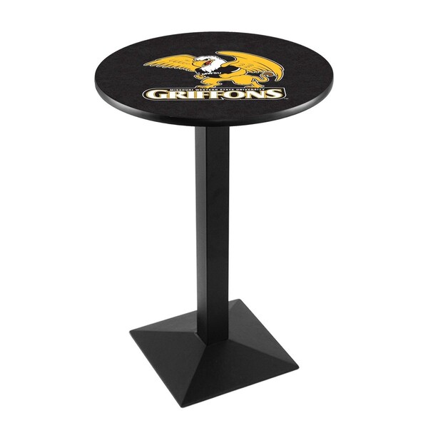 Holland Bar Stool Co 42" Blk Wrinkle Missouri Western State Pub Table, 36" dia. Top - L217B4236MOWST