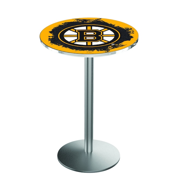 Holland Bar Stool Co 36" Stainless Steel Boston Bruins Pub Table - L214S3628BOSBRU
