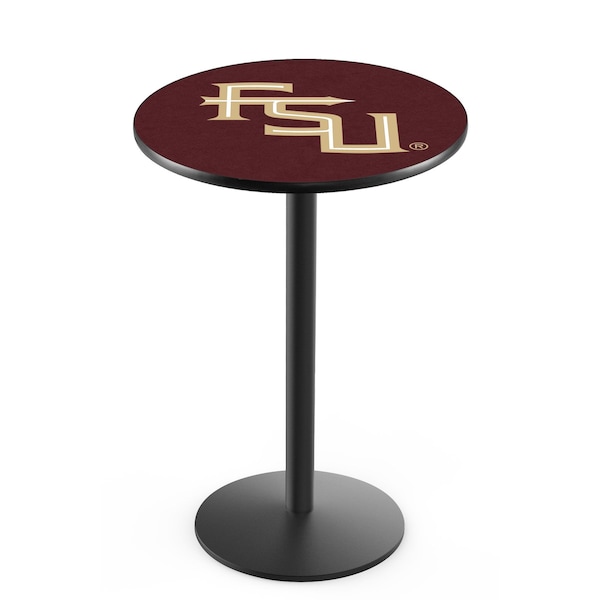 Holland Bar Stool Co 36" Blk Wrinkle Florida State (Script) Pub Table, 36" dia. Top - L214B3636FSU-FS