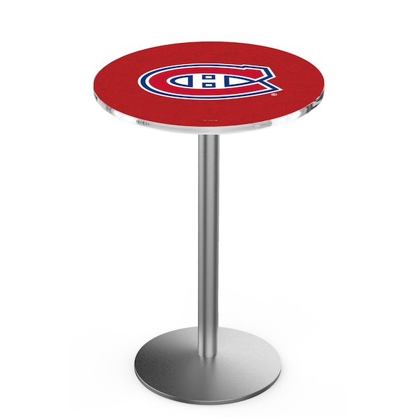 Holland Bar Stool Co 42" Stainless Steel Montreal Canadiens Pub Table, 36" dia. Top - L214S4236MONCAN