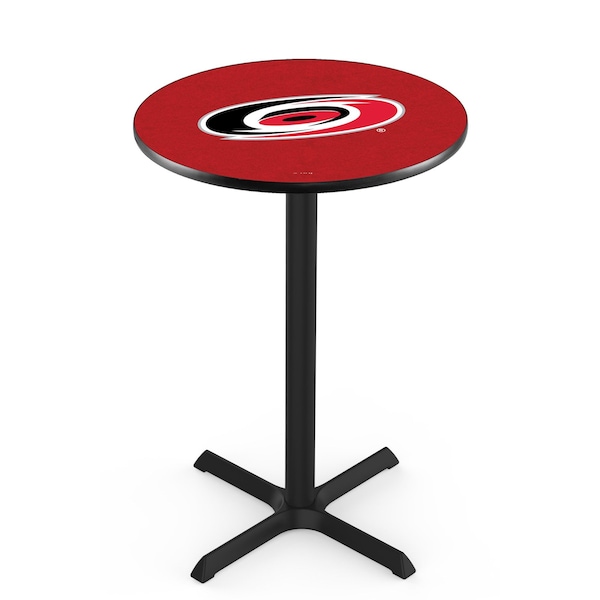 Holland Bar Stool Co 36" Blk Wrinkle Carolina Hurricanes Pub Table, 36" dia. Top - L211B3636CARHUR