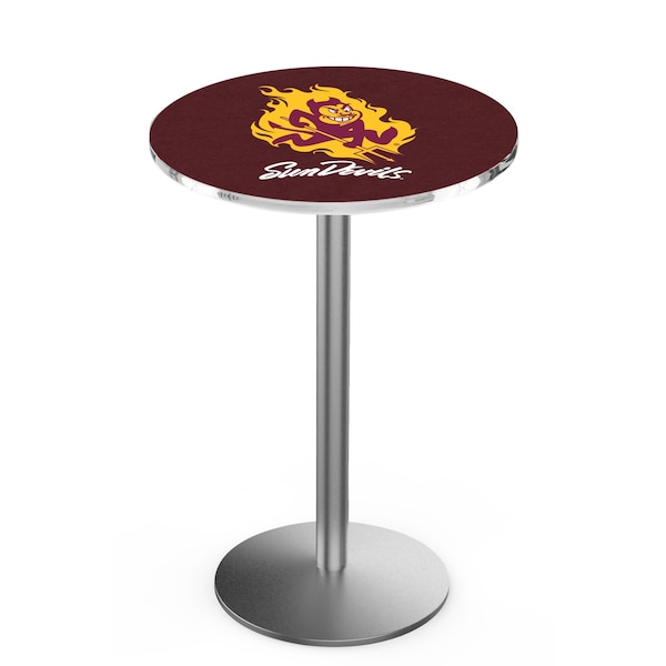 Holland Bar Stool Co 36" Stainless Steel Arizona State Pub Table, Sparky Logo - L214S3628ARIZST-S