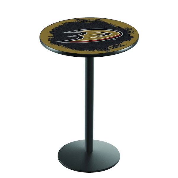 Holland Bar Stool Co 36" Blk Wrinkle Anaheim Ducks Pub Table - L214B3628ANADKS