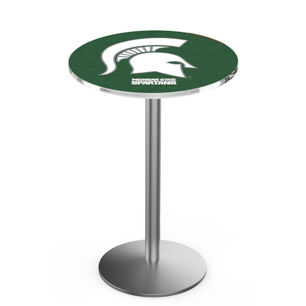 Holland Bar Stool Co 36" Stainless Steel Michigan State Pub Table, 36" dia. Top - L214S3636MICHST