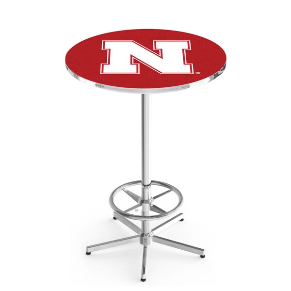 Holland Bar Stool Co 42" Chrome Nebraska Pub Table, 36" dia. Top - L216C4236NEBRUN