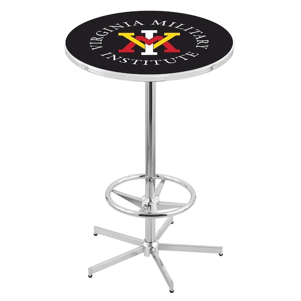 Holland Bar Stool Co 42" Chrome Virginia Military Institute Pub Table, 36" dia. Top - L216C4236VAMILI