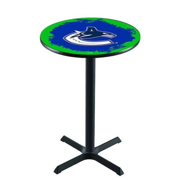 Holland Bar Stool Co 36" Blk Wrinkle Vancouver Canucks Pub Table - L211B3628VANCAN