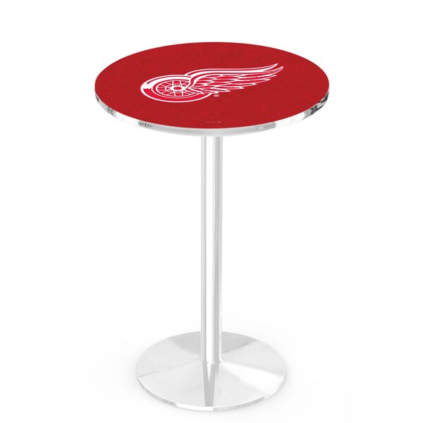 Holland Bar Stool Co 36" Chrome Detroit Red Wings Pub Table, 36" dia. Top - L214C3636DETRED