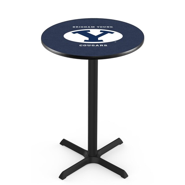 Holland Bar Stool Co 42" Blk Wrinkle Brigham Young Pub Table, 36" dia. Top - L211B4236BRIGYN