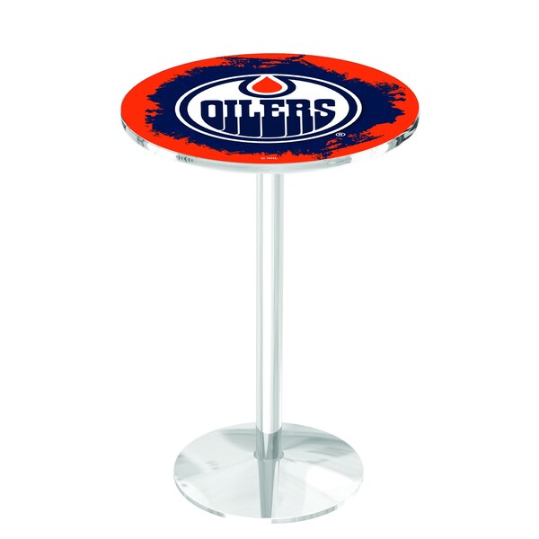 Holland Bar Stool Co 36" Chrome Edmonton Oilers Pub Table - L214C3628EDMOIL