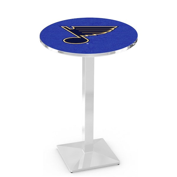 Holland Bar Stool Co 36" Chrome St Louis Blues Pub Table, 36" dia. Top - L217C3636STLBLU