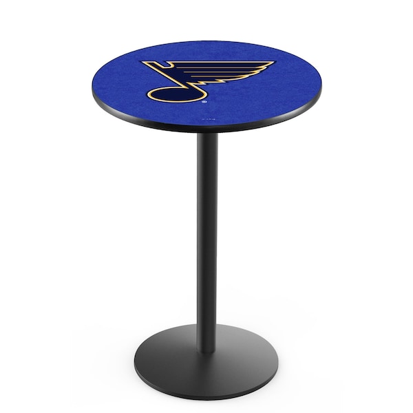 Holland Bar Stool Co 42" Blk Wrinkle St Louis Blues Pub Table, 36" dia. Top - L214B4236STLBLU