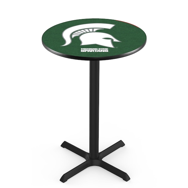 Holland Bar Stool Co 36" Blk Wrinkle Michigan State Pub Table, 36" dia. Top - L211B3636MICHST