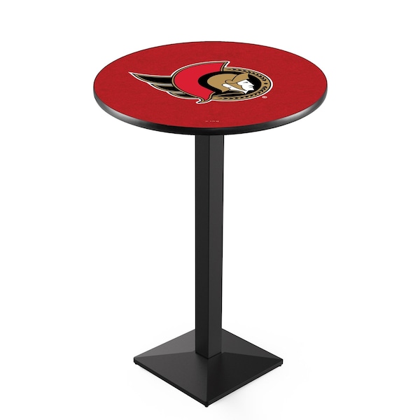 Holland Bar Stool Co 42" Blk Wrinkle Ottawa Senators Pub Table, 36" dia. Top - L217B4236OTTSEN