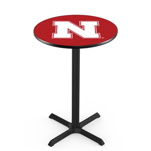 Holland Bar Stool Co 42" Blk Wrinkle Nebraska Pub Table, 36" dia. Top - L211B4236NEBRUN