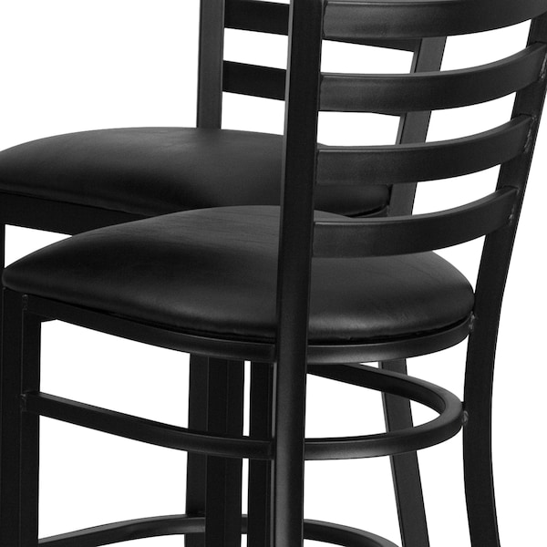 Flash Furniture Round Black Bar Table, X-Base w/Black Seats, 30" L, 30" W, 42" H, Laminate Top, Wood Grain - HDBF1021-GG