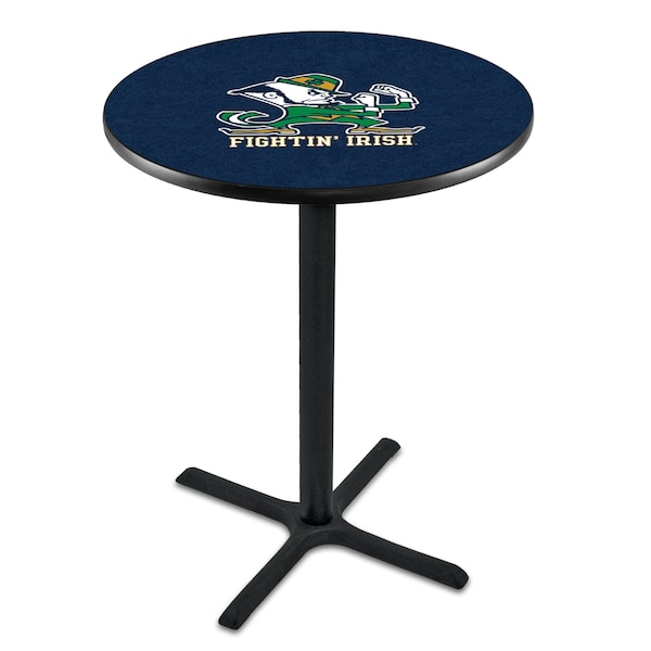 Holland Bar Stool Co 42" Blk Wrinkle Notre Dame Leprechaun Pub Table, 36" dia. Top - L211B4236ND-LEP