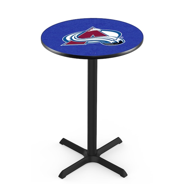Holland Bar Stool Co 36" Blk Wrinkle Colorado Avalanche Pub Table, 36" dia. Top - L211B3636COLAVA