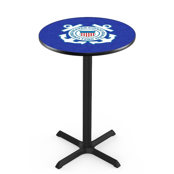 Holland Bar Stool Co 36" Blk Wrinkle U.S. Coast Guard Pub Table, 36" dia. Top - L211B3636CSTGRD