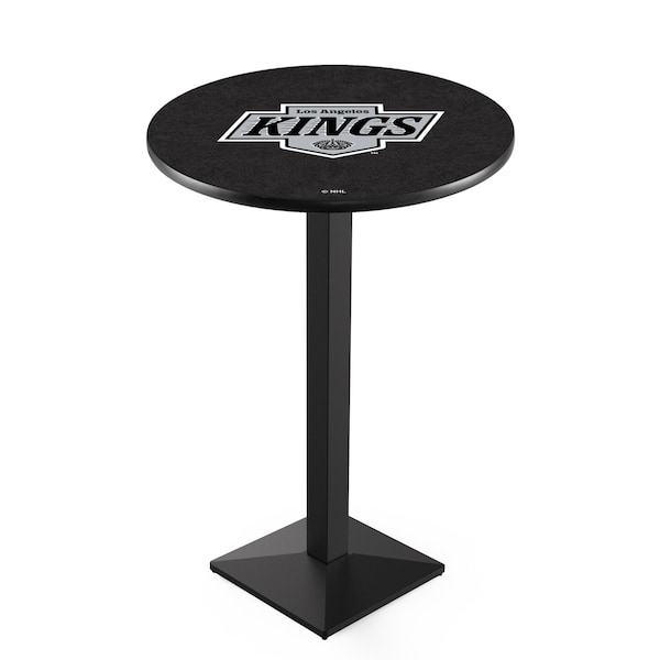 Holland Bar Stool Co 42" Blk Wrinkle Los Angeles Kings Pub Table, 36" dia. Top - L217B4236LAKING
