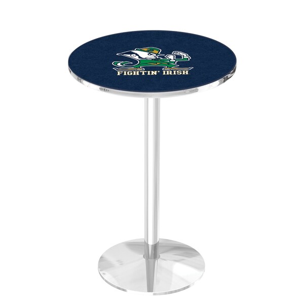 Holland Bar Stool Co 42" Chrome Notre Dame Leprechaun Pub Table, 36" dia. Top - L214C4236ND-LEP