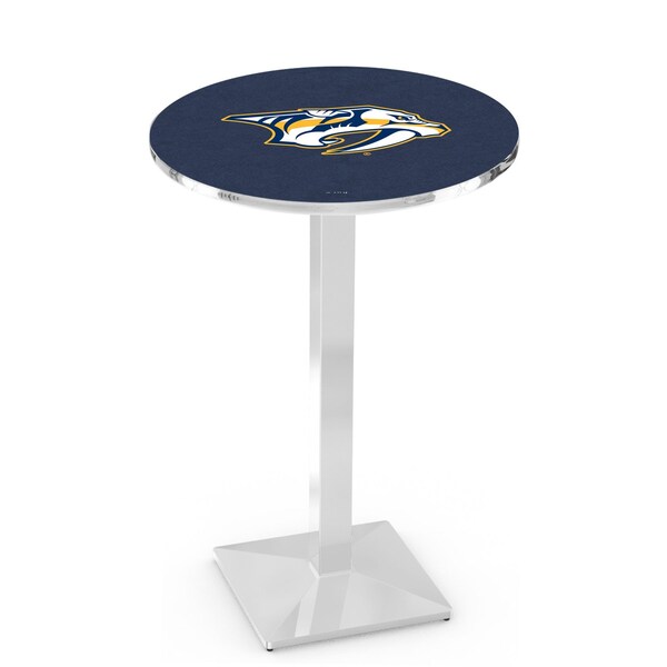 Holland Bar Stool Co 42" Chrome Nashville Predators Pub Table, 36" dia. Top - L217C4236NSHPRE