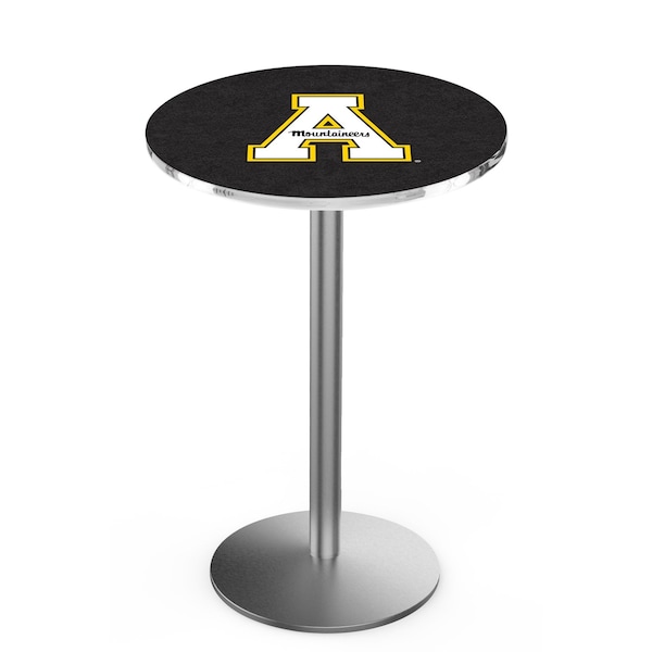 Holland Bar Stool Co 36" Stainless Steel Appalachian State Pub Table, 36" dia. Top - L214S3636APPSTU