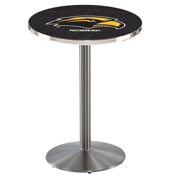 Holland Bar Stool Co 42" Stainless Steel Southern Miss Pub Table, 36" dia. Top - L214S4236SOUMIS