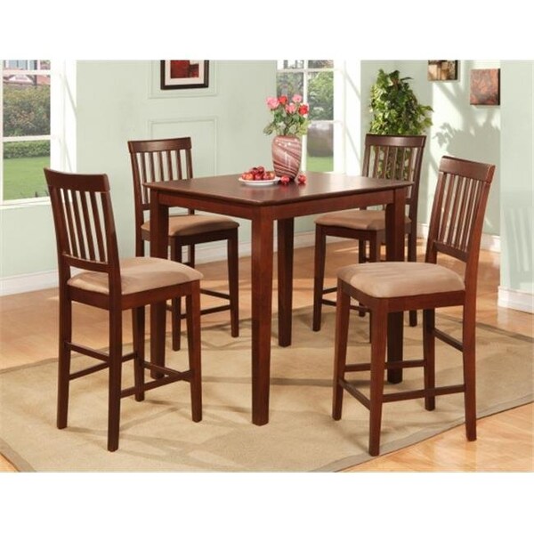 Wooden Imports Furniture Llc Wooden Imports Furniture VN5-MAH-C 5PC Vernon Pub  Counter Height Square Table & 4 Microfiber upholstered Seat in Mahogany Finish - VERN5-MAH-C