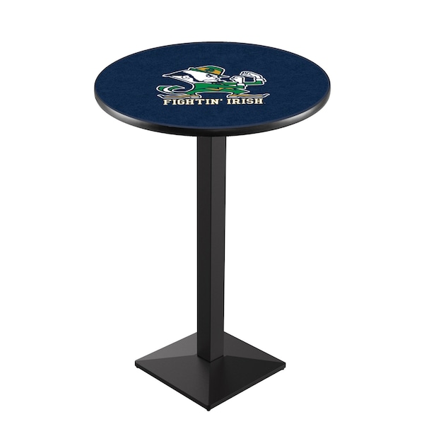Holland Bar Stool Co 36" Blk Wrinkle Notre Dame Leprechaun Pub Table, 36" dia. Top - L217B3636ND-LEP