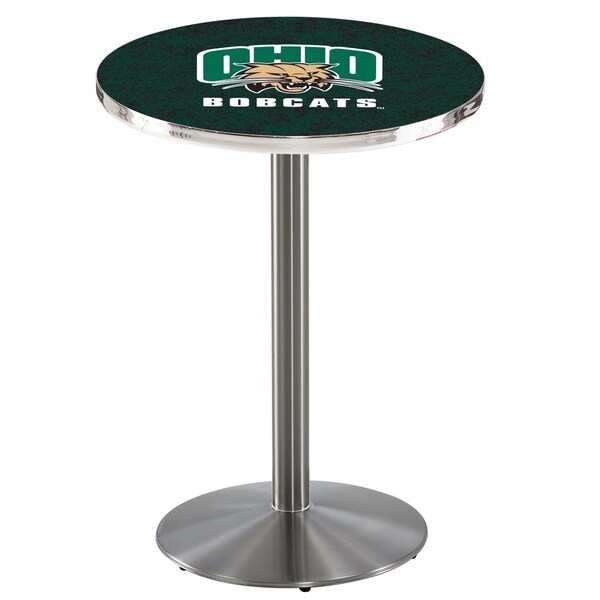 Holland Bar Stool Co 36" Stainless Steel Ohio University Pub Table, 36" dia. Top - L214S3636UNIVOH