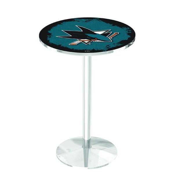 Holland Bar Stool Co 36" Chrome San Jose Sharks Pub Table - L214C3628SJSHAR