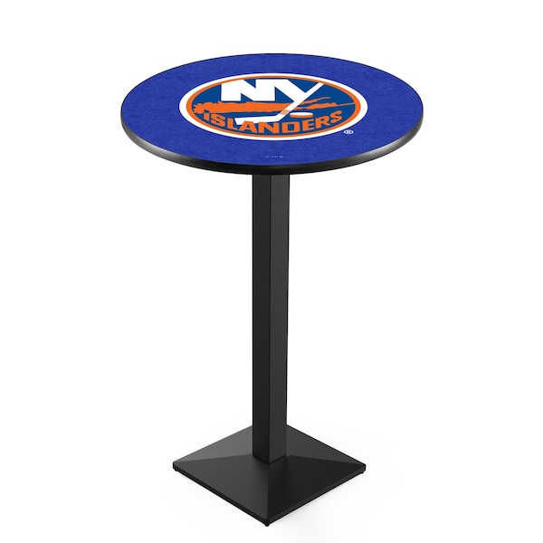 Holland Bar Stool Co 42" Blk Wrinkle New York Islanders Pub Table, 36" dia. Top - L217B4236NYISLN