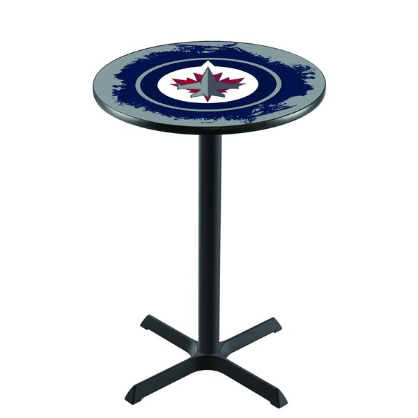 Holland Bar Stool Co 36" Blk Wrinkle Winnipeg Jets Pub Table - L211B3628WINJET