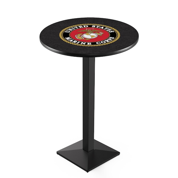 Holland Bar Stool Co 36" Blk Wrinkle U.S. Marines Pub Table, 36" dia. Top - L217B3636MARINE