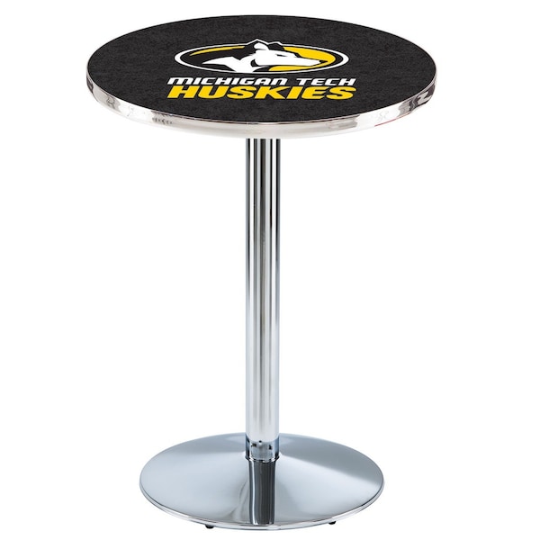 Holland Bar Stool Co 36" Chrome Michigan Tech Pub Table - L214C3628MITECH