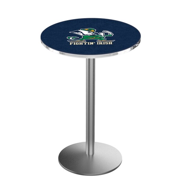 Holland Bar Stool Co 36" Stainless Steel Notre Dame Leprechaun Pub Table, 36" dia. Top - L214S3636ND-LEP