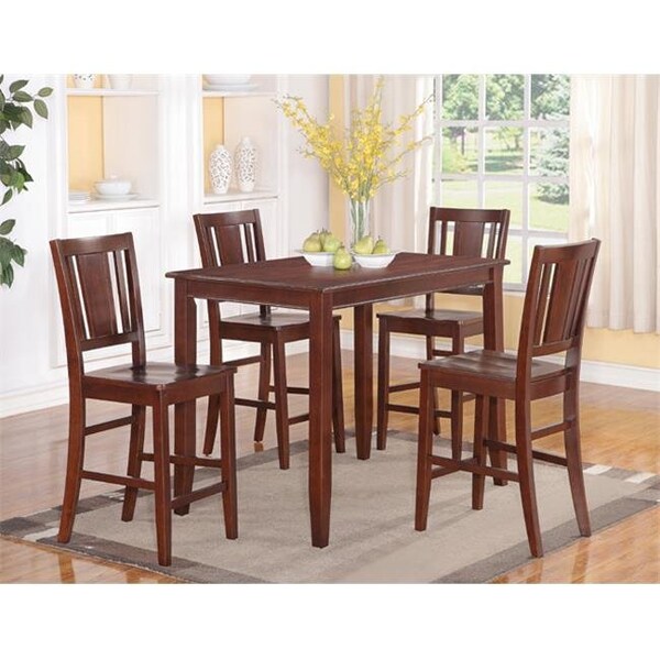 Wooden Imports Furniture Llc Wooden Imports Furniture BU3-MAH-W 3 PC Buckland Counter Height Table 30 in. x 48 in. & 2 Stools with Wood seat in Mahogany Finish - BUCK3-MAH-W